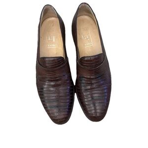 Lopez LT Taibo Men's Rich Brown Slip-On Loafers Genuine Leather Embossed